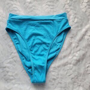 L*Space Blue Bikini Bottom Women's Large Ribbed Swimwear by Revolve NWOT